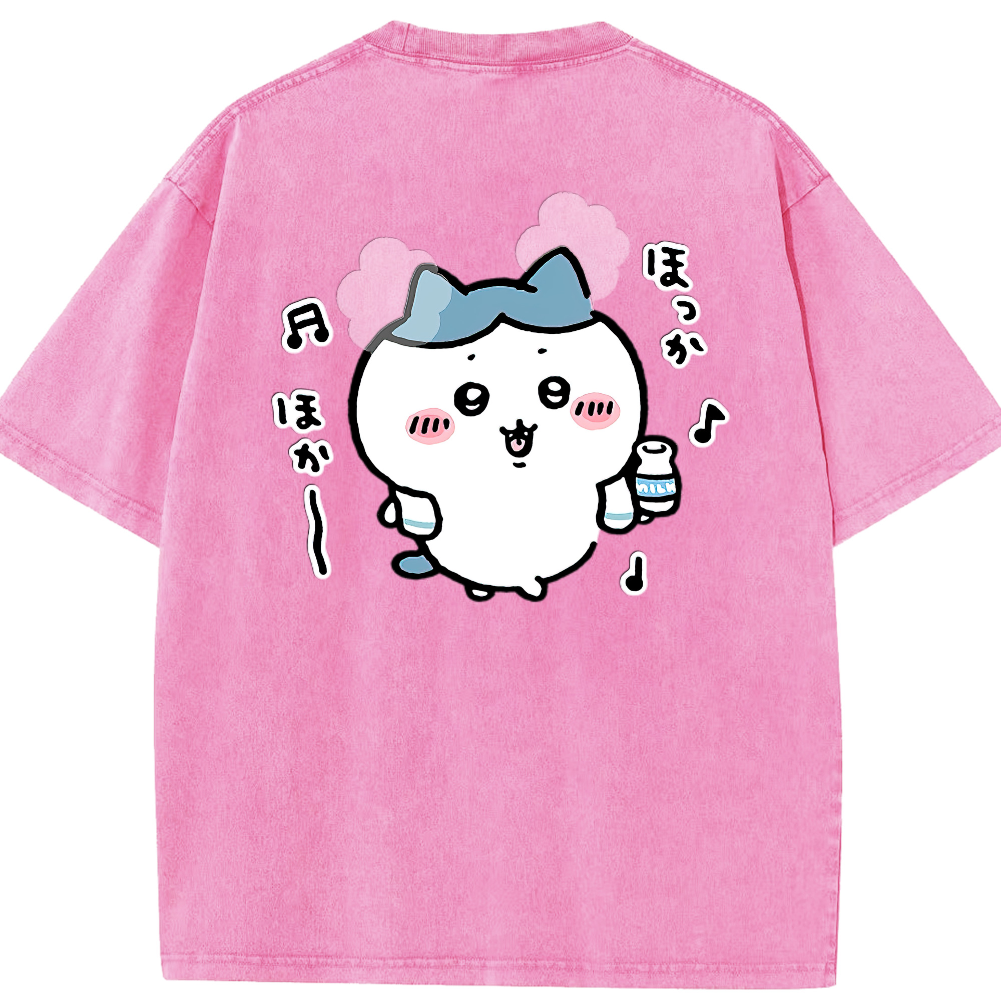 （画像用） ちいかわ ハチワレ Chii-kawa hachiware 綿100% ヴィンテージ風 半袖Tシャツ（背面プリント）